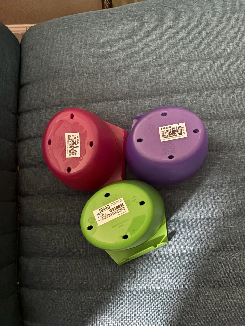 Multicolor Wall-Mount Storage Cups - Green, Purple, Pink